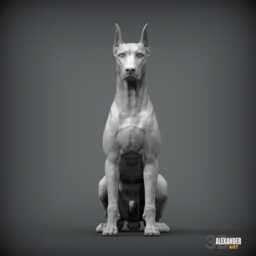3D Printed Doberman Figurine Dog Lover Gift & Memorial Keepsake - thumbnail 3