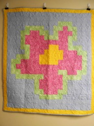 "Handmade Flower Lap Quilt Vintage Cotton Throw - 48"" X 54" - thumbnail 1