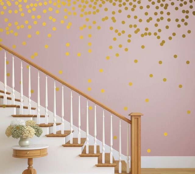 Gold Polka Dot Decals, Gold Wall Decal, Bedroom Decorating Ideas, Bedroom Decorations Teen, Teenage Girl Bedroom Decor - image 1