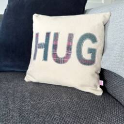 Hug Scatter Cushion - Gift Tweed Applique Get Well Thinking Of You - thumbnail 2