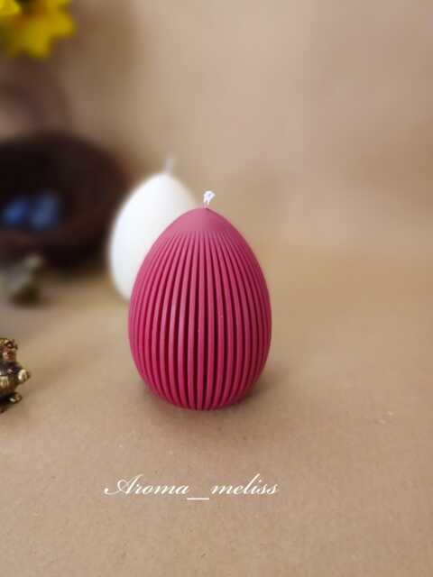 striped Easter Egg Candle Soy Beeswax Blend, Home Decor - image 1