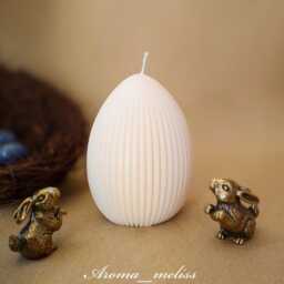 striped Easter Egg Candle Soy Beeswax Blend, Home Decor - thumbnail 3