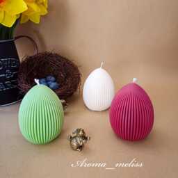 striped Easter Egg Candle Soy Beeswax Blend, Home Decor - thumbnail 2