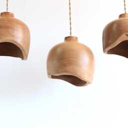 Pendant Light, Wooden Hanging Dining Room Lamp Shade, Natural Kitchen Island Chandelier - thumbnail 2