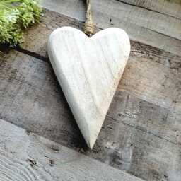 Olive Natural Wooden Hanging Heart Decoration - The Home & Hearts Shop Rustic Wall Decor Shabby Wedding Gift Christmas - thumbnail 1