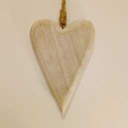 Olive Natural Wooden Hanging Heart Decoration - The Home & Hearts Shop Rustic Wall Decor Shabby Wedding Gift Christmas - thumbnail 3