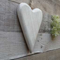 Olive Natural Wooden Hanging Heart Decoration - The Home & Hearts Shop Rustic Wall Decor Shabby Wedding Gift Christmas - thumbnail 2