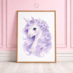 Unicorn Girls Bedroom Prints - Personalised Lavender Set Of 3, Crown Nursery Wall Art - thumbnail 3