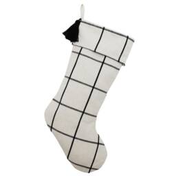 Customizable Christmas Stocking - Personalized Family Stockings Black & White Xmas Farmhouse Window Pane - thumbnail 3