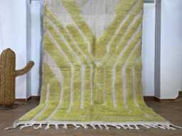 Morrocan Rug 5x7.6 Ft , Beni Ourain Handmade Black & Yellow Area Rugs For Living Room Wool Berber Rug, Azilal Area - thumbnail 1