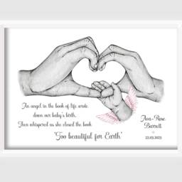 Personalised Family Print Birth Hands Baby Loss Angel Wings Unframed Stillbirth Bereavement - thumbnail 3