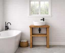 Handcrafted Rustic Bathroom Sink Unit Wash Stand Basin Vanity Handcrafted Wooden