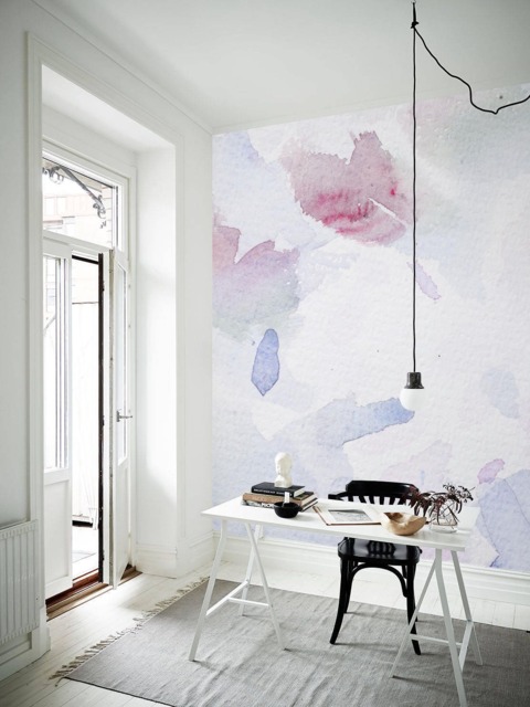 Abstract Watercolor Wall Mural, Wallpaper, Peel & Stick, Removable Decal, Covering, Blue Painting, Art #3 - image 1