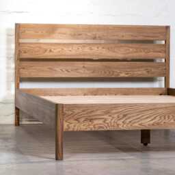 Oak Bed Frame Ulm Wooden Handmade Unique Design Minimalist Scandinavian Bedroom Loft Decor Home Gift - thumbnail 2