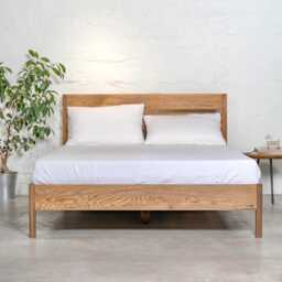 Oak Bed Frame Ulm Wooden Handmade Unique Design Minimalist Scandinavian Bedroom Loft Decor Home Gift