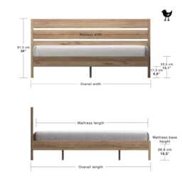 Oak Bed Frame Ulm Wooden Handmade Unique Design Minimalist Scandinavian Bedroom Loft Decor Home Gift - thumbnail 4
