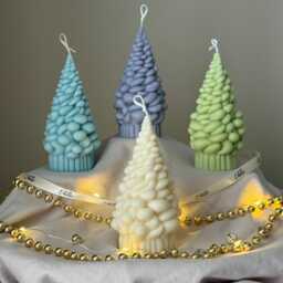 Handmade Snow Christmas Tree Soy Candle Holiday Decor Gift - thumbnail 1