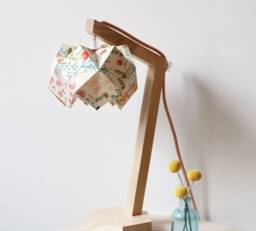 Herbarium - Handcrafted Wooden Table Lamp With Origami Lampshade/Origami Wooden & Cotton - thumbnail 1