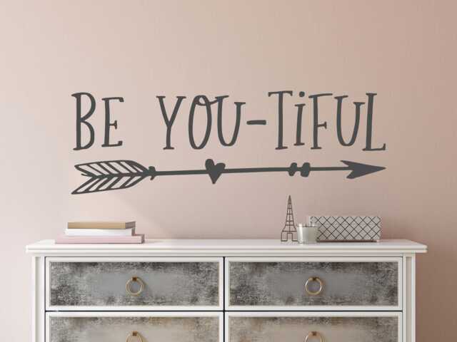 Be You Tiful Decal - Girls Room Bedroom Wall You Tiful Quote Sticker - image 1
