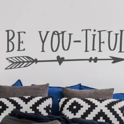 Be You Tiful Decal - Girls Room Bedroom Wall You Tiful Quote Sticker - thumbnail 3