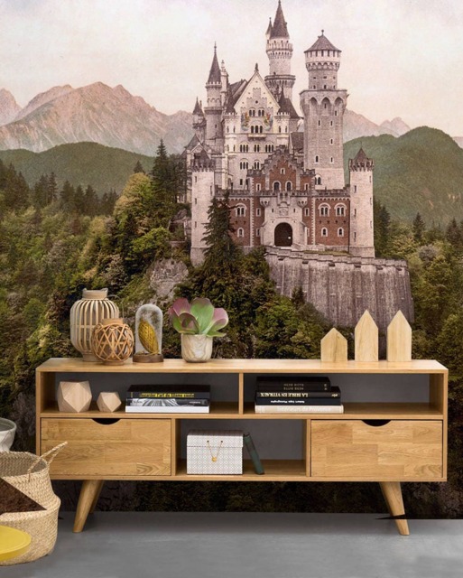 Neuschwanstein Castle Removable Wallpaper, Peel & Stick, Wall Decor, Repositionable, Self Adhesive, Mural, Landscape #102 - image 1