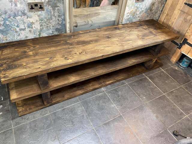 Rustic Chunky Wood Tv Stand, Reclaimed Pine - image 1