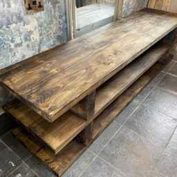 Rustic Chunky Wood Tv Stand, Reclaimed Pine - thumbnail 3