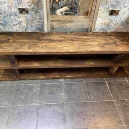 Rustic Chunky Wood Tv Stand, Reclaimed Pine - thumbnail 2