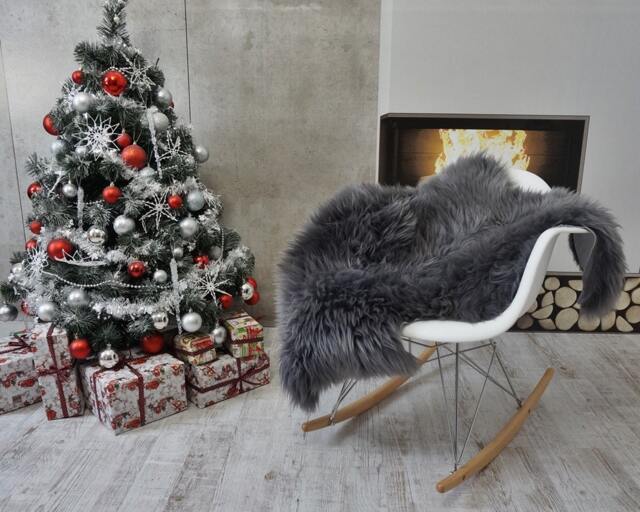 Sheepskin Grey Throw Genuine Leather Sheep Skin Decorative Rug Grey 48'' X 28 - image 1