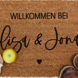 Coconut Doormat Personalized With Name - Present To Move in Indoor For Couples Or Singles A Heart - thumbnail 2