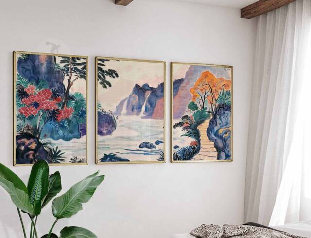 Japanese Set Of 3 Posters, Prints, Floral Wall Art, Botanical Decor, Katsushika Hokusai Oriental Gift - image 1