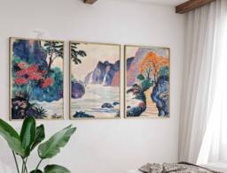 Japanese Set Of 3 Posters, Prints, Floral Wall Art, Botanical Decor, Katsushika Hokusai Oriental Gift - thumbnail 1