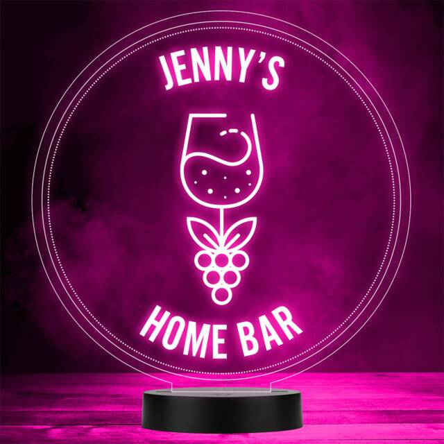 Wine Glass & Grapes Round Home Bar Man Cave Gift Colour Change Night Light - image 1