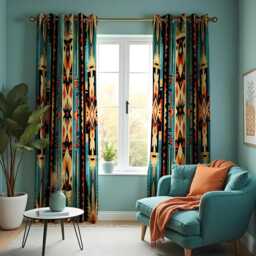 Southwest Aztec Curtains, Bold Tribal Pattern Drapes, Custom Heading & Size Panels For Boho Western Decor, Rustic Lodge Or Cabin Style - thumbnail 3