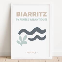 Retro Style Biarritz Poster, Preppy Coastal Wall Decor Of French Cities - thumbnail 1