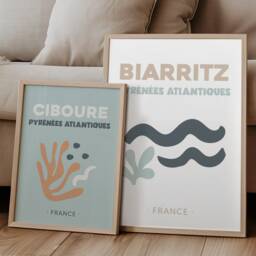 Retro Style Biarritz Poster, Preppy Coastal Wall Decor Of French Cities - thumbnail 3