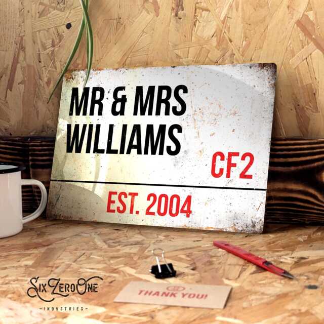 Personalised Metal Street Sign. Worn Or Clean Look Available in 3 Sizes. Any Text, Location, Postcode Custom Print London Road Name - image 1