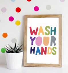 Wash Your Hands, Bathroom Wall Art, Sign, Kids Decor, Girls Nursery Prints, Boys Rules - thumbnail 1