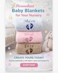 Custom Embroidered Personalised Waffle Baby Blanket, Soft Cosy Warm Fleece Wrap - thumbnail 1