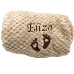 Custom Embroidered Personalised Waffle Baby Blanket, Soft Cosy Warm Fleece Wrap - thumbnail 3