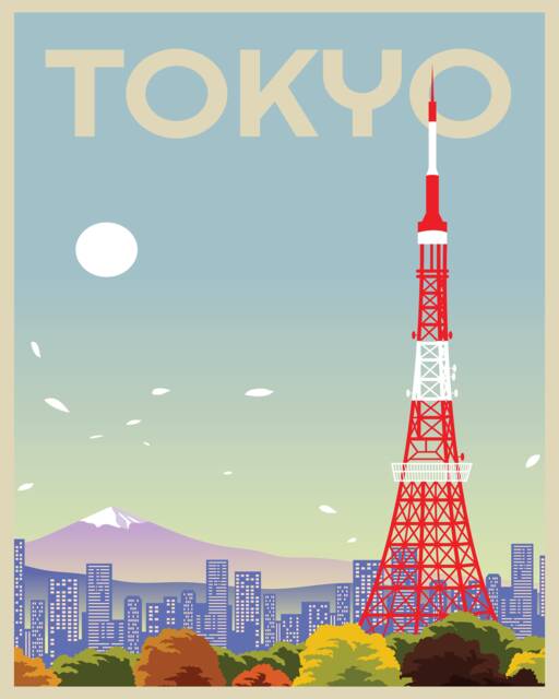 Tokyo Vintage Travel Advertising Enamel Metal Tin Sign Wall Plaque