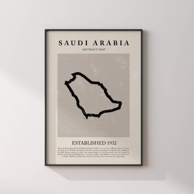 Abstract Saudi Arabia Map Vintage Wall Art Print Picasso & Matisse Inspired Travel Poster Outline Edition - image 1