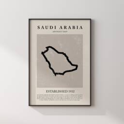 Abstract Saudi Arabia Map Vintage Wall Art Print Picasso & Matisse Inspired Travel Poster Outline Edition - thumbnail 1