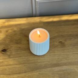 Ribbed Stone Candle Scented Soy Wax, Modern Home Decor - thumbnail 3