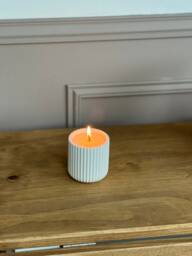 Ribbed Stone Candle Scented Soy Wax, Modern Home Decor - thumbnail 1