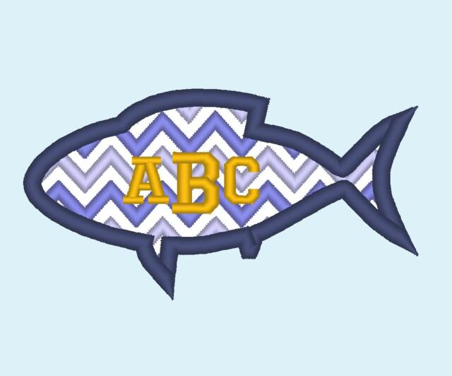 Fish Chevron Monogram Bx Also All Other - .pes .hus .dst .vp3 .vip .xxx .exp . Jef - Embroidery Appliqu?? Design - image 1