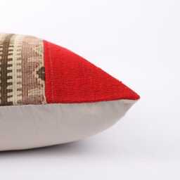 Handmade Turkish Kilim Pillow Embroidered Wool Cushion Cover - 18''x18'' - thumbnail 4