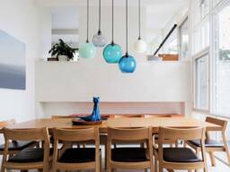 Handblown Glass Globe Chandelier, Dining Room Island Lighting - thumbnail 1