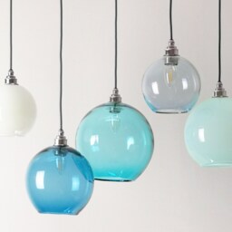 Handblown Glass Globe Chandelier, Dining Room Island Lighting - thumbnail 3