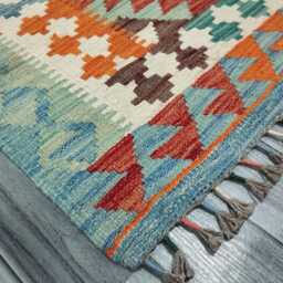 Classic Kilim Rug, Handmade Artisan Afghan Turkish Scandinavian Navajo Bohemian Wool Flatweave Multicolour Rug 120x79 cm - thumbnail 2
